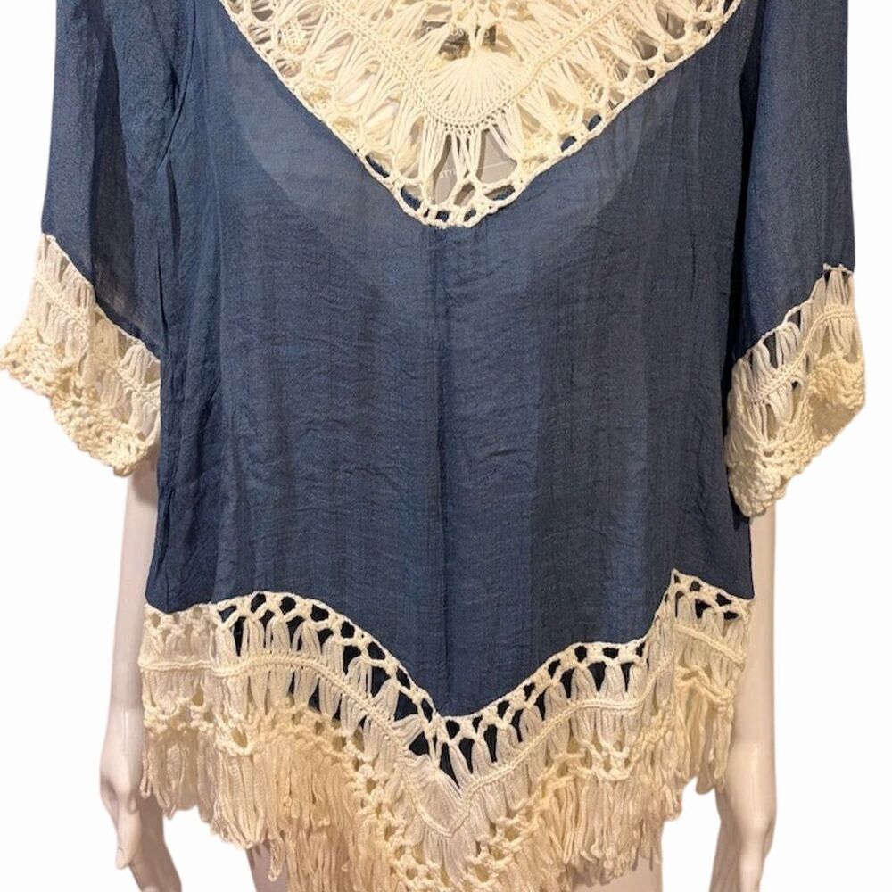 Mittoshop Fringe Crochet Lace V-Neck Women’s Blouse‎ - Picture 6 of 7